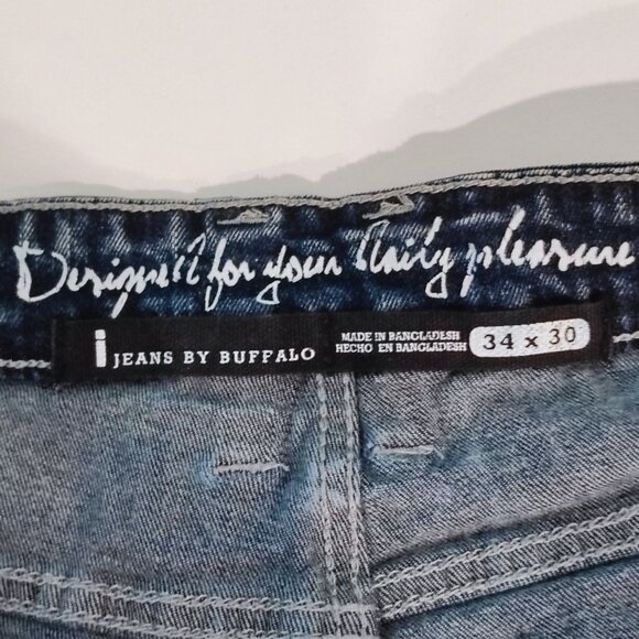 I jeans by Buffalo Spencer-X straight dark wash stone washed blue men's sz 34 - Picture 6 of 16